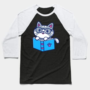 Cute cat reading book Baseball T-Shirt